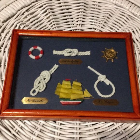 Vintage Nautical Shadow Box Knots Clipper Ship Coastal Beachy Home Decor - Picture 14 of 17